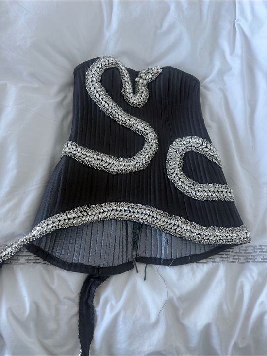 Albina Dyla Tops - Albina Dylan Black Embellished Strapless Corset Dress